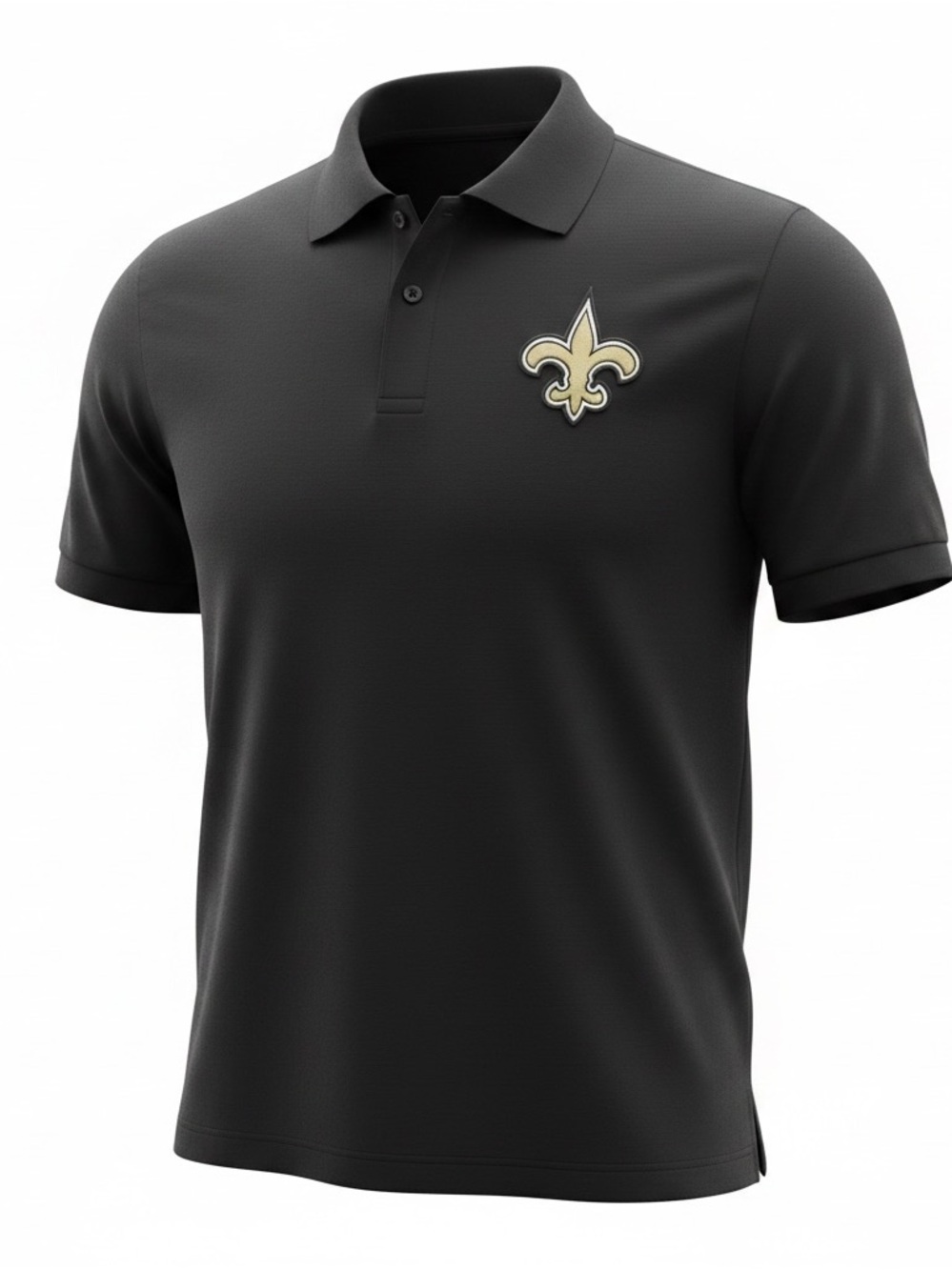 NFL Black Polo Shirt with Gold Fleur-de-Lis Logo